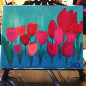 tulips, flowers, painting, paint, acrylic painting