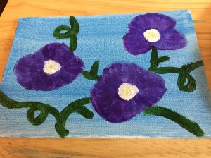 Morning glories, flowers, paint, painting, acrylic painting
